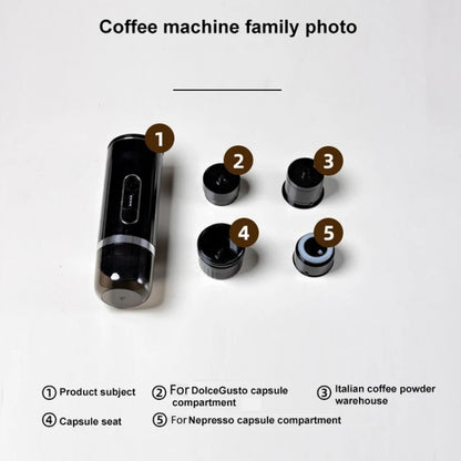 3 In 1 Automatic Wireless Italian Capsule Coffee Machine Portable Rechargeable Heating Coffee Maker(Black) by bashfashion