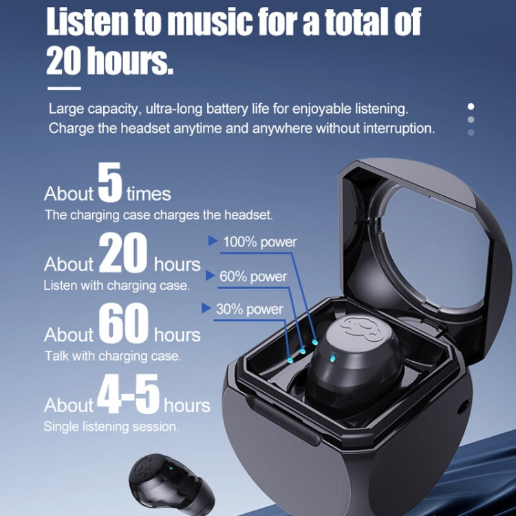 Q1 Mini Single Ear With Charging Compartment Wireless Invisible Stereo Bluetooth Earphone(White) by bashfashion