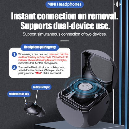 Q1 Mini Single Ear With Charging Compartment Wireless Invisible Stereo Bluetooth Earphone(Pink) by bashfashion