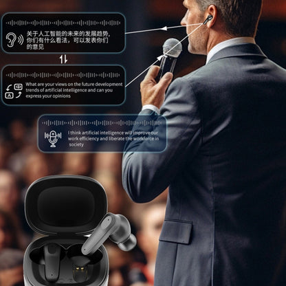 A98 AI Intelligent Translation Wireless Physical Noise Cancellation Bluetooth Earphones(Black) by bashfashion
