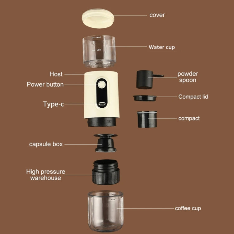 Wireless Portable Coffee Machine Compatible With Ground Coffee & NS Capsule(Black) by bashfashion