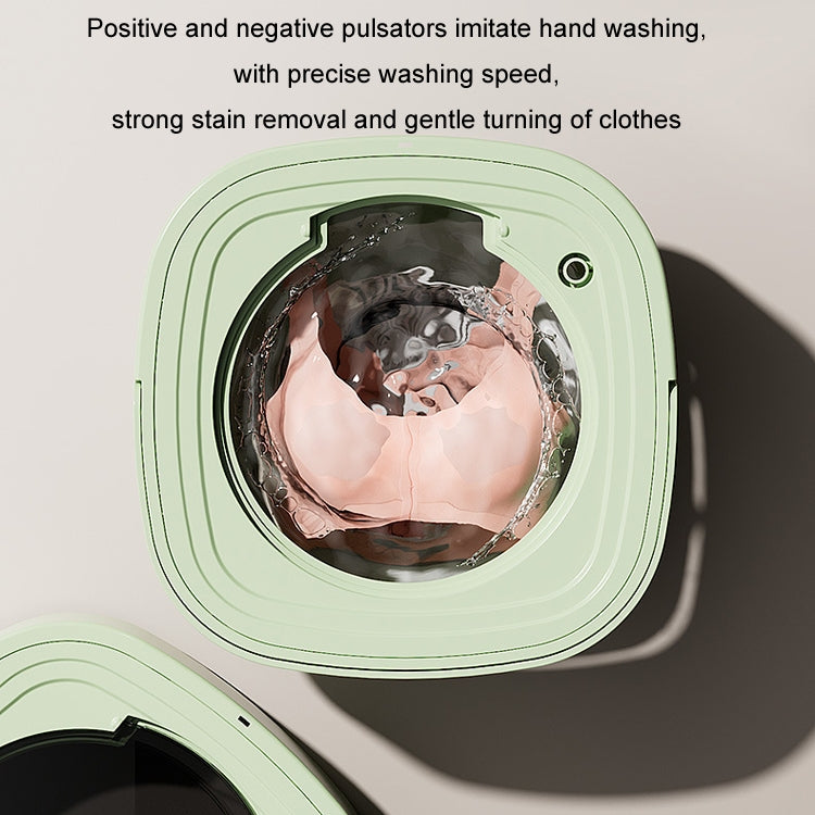 Fully Automatic Mini Foldable Washing Machine With Dehydration Function, Size: EU Plug(Green) by bashfashion