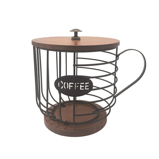 Coffee Companion Storage Rack Cup-Shaped Kitchen Storage Basket, Color: Black with Words＋Lid by bashfashion