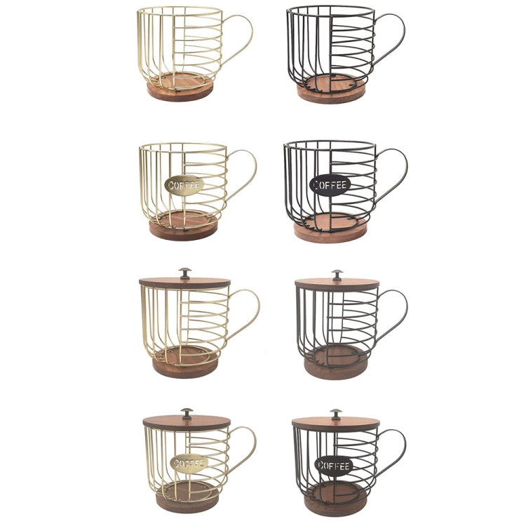 Coffee Companion Storage Rack Cup-Shaped Kitchen Storage Basket, Color: Black with Words＋Lid by bashfashion