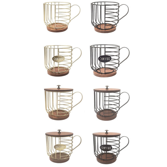Coffee Companion Storage Rack Cup-Shaped Kitchen Storage Basket, Color: Gold with Words＋Lid by bashfashion