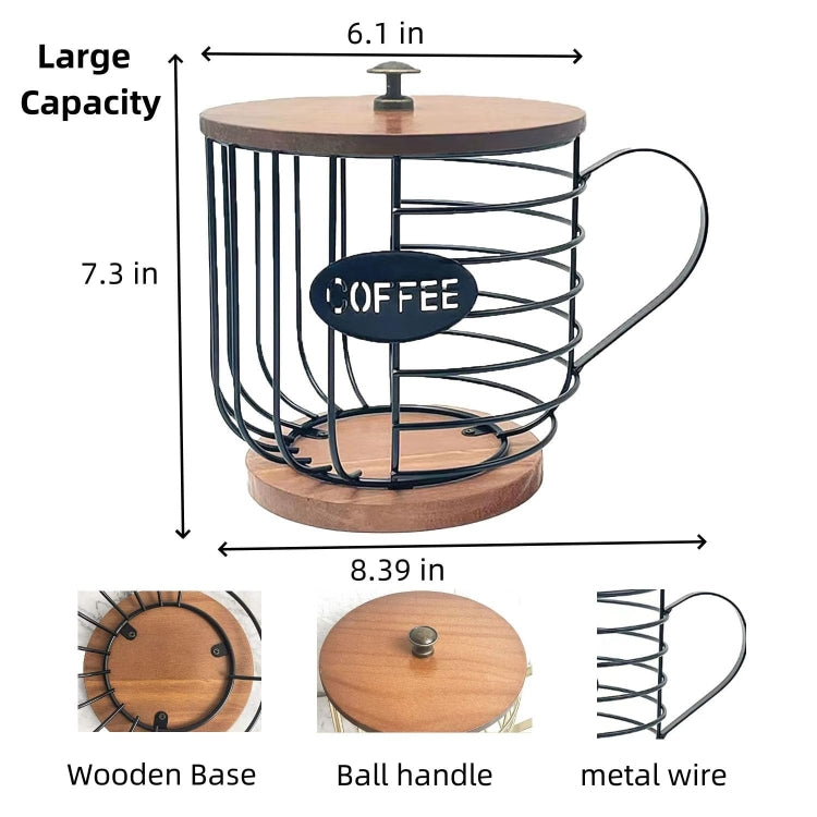 Coffee Companion Storage Rack Cup-Shaped Kitchen Storage Basket, Color: Gold with Words by bashfashion