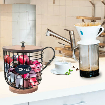 Coffee Companion Storage Rack Cup-Shaped Kitchen Storage Basket, Color: Black with Words by bashfashion