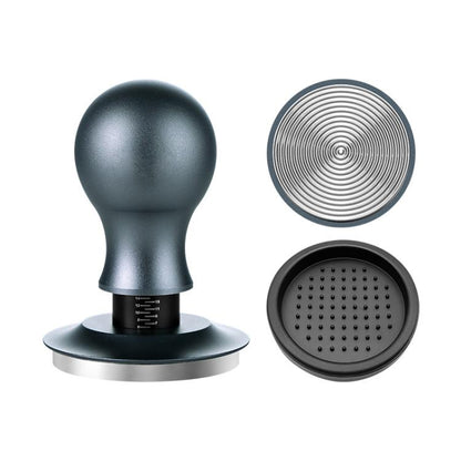 Coffee Constant Pressure Powder Press Adjustable Impact Hammer, Style: Silver Blue Thread+Round Base(53mm) by bashfashion