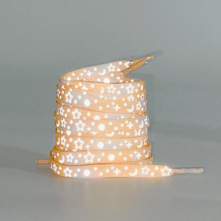 Reflective Stars Galaxy Shoelaces Glowing Rope Men Women Canvas Shoes Basketball Sneakers Accessories, Length: 140cm(Apricot) by bashfashion