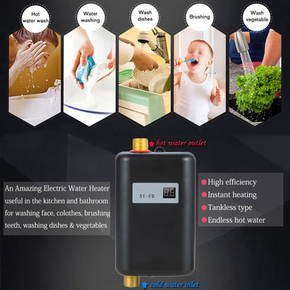 3000W Small Tankless Electric Water Heater For Kitchen Bathroom AU Plug(Gold) by bashfashion