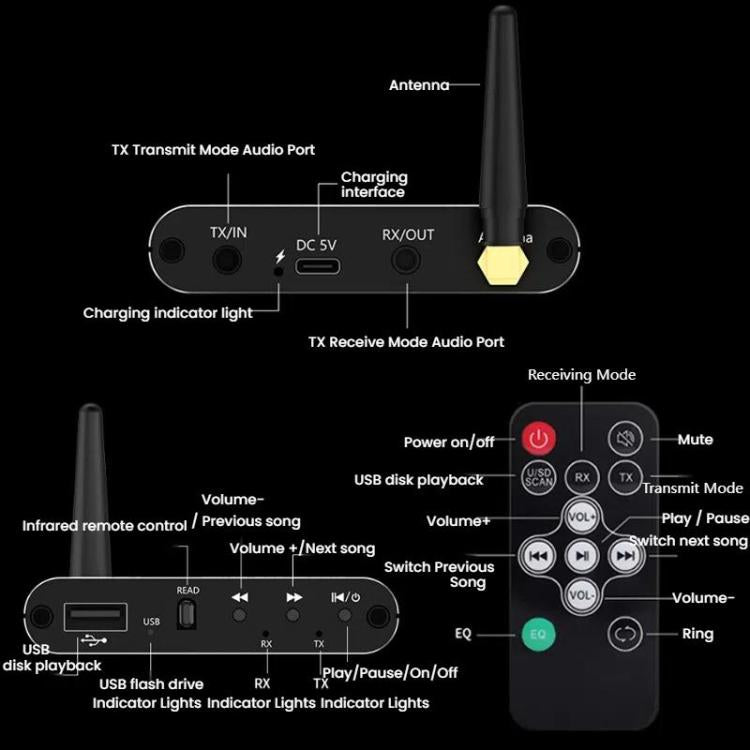 2 In 1 Amplifier AUX Bluetooth 5.4 Audio Adapter by bashfashion