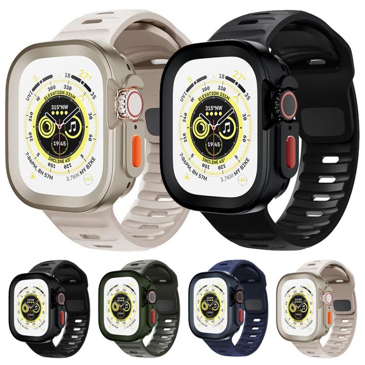 For Apple Watch Ultra 49mm Sport Loop Silicone Watch Strap + TPU Protective Case Set(Black) by bashfashion