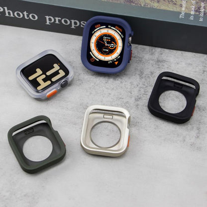 For Apple Watch Ultra 49mm Sport Loop Silicone Watch Strap + TPU Protective Case Set(Midnight Blue) by bashfashion