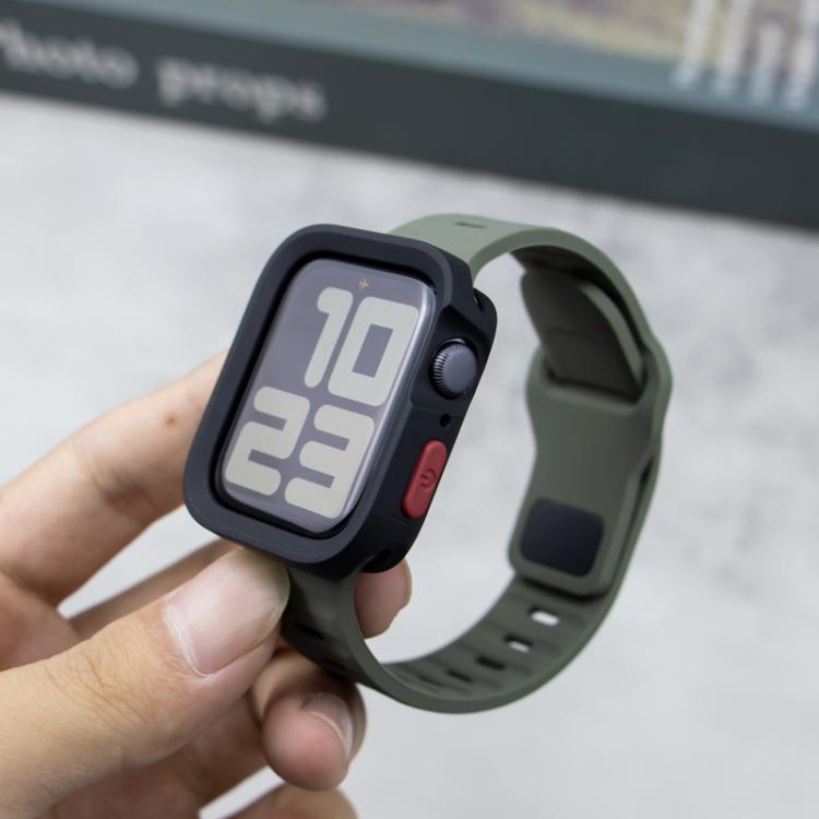 For Apple Watch Ultra 49mm Sport Loop Silicone Watch Strap + TPU Protective Case Set(Black) by bashfashion