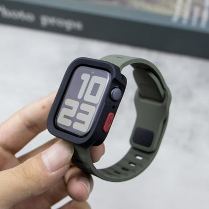 For Apple Watch Ultra 49mm Sport Loop Silicone Watch Strap + TPU Protective Case Set(Black) by bashfashion