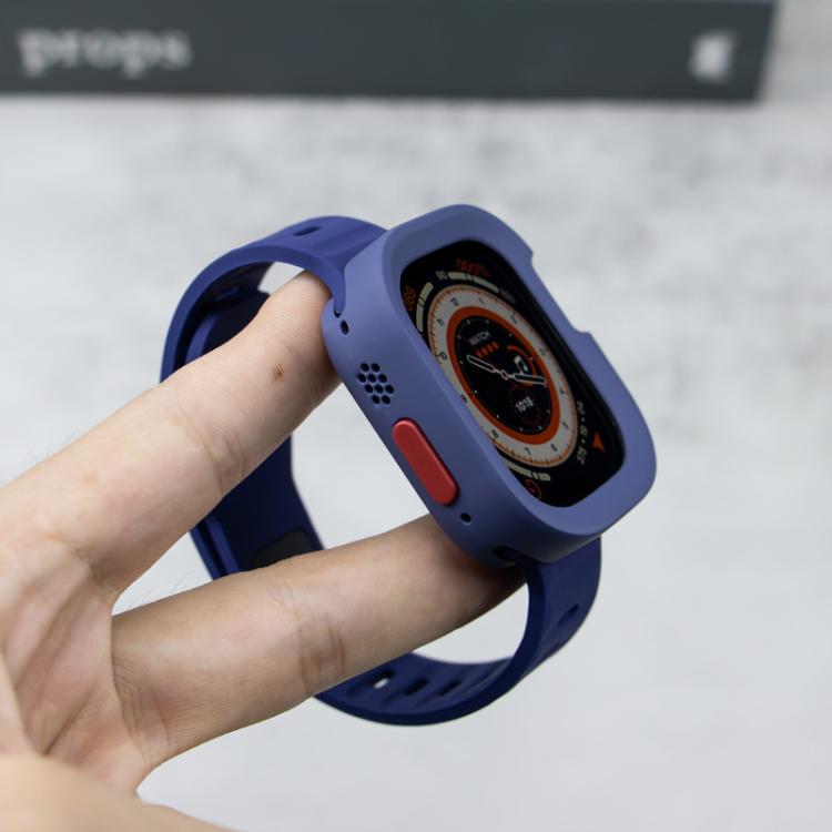 For Apple Watch Ultra 49mm Sport Loop Silicone Watch Strap + TPU Protective Case Set(Midnight Blue) by bashfashion