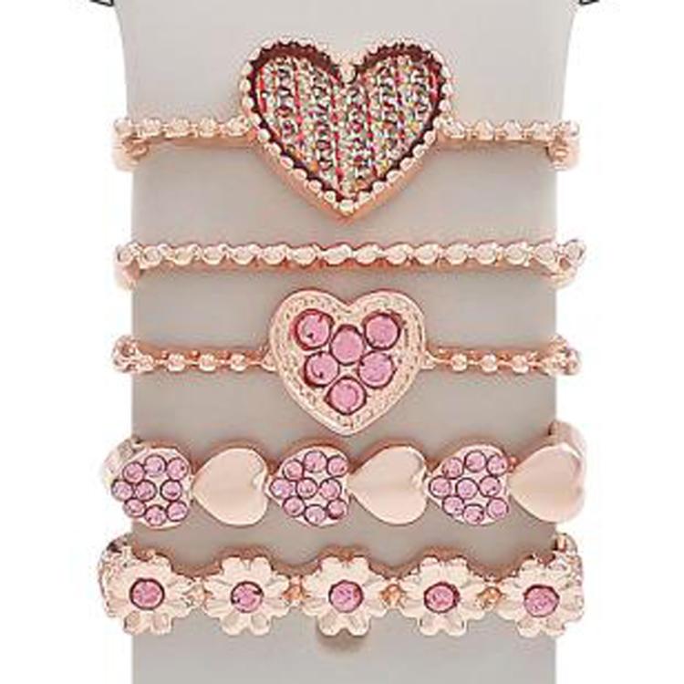 22mm Width Smart Watch Silicone Band Decorative Ring Metal Accessories, Style: Love Heart Rose Gold by bashfashion