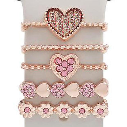 22mm Width Smart Watch Silicone Band Decorative Ring Metal Accessories, Style: Love Heart Rose Gold by bashfashion