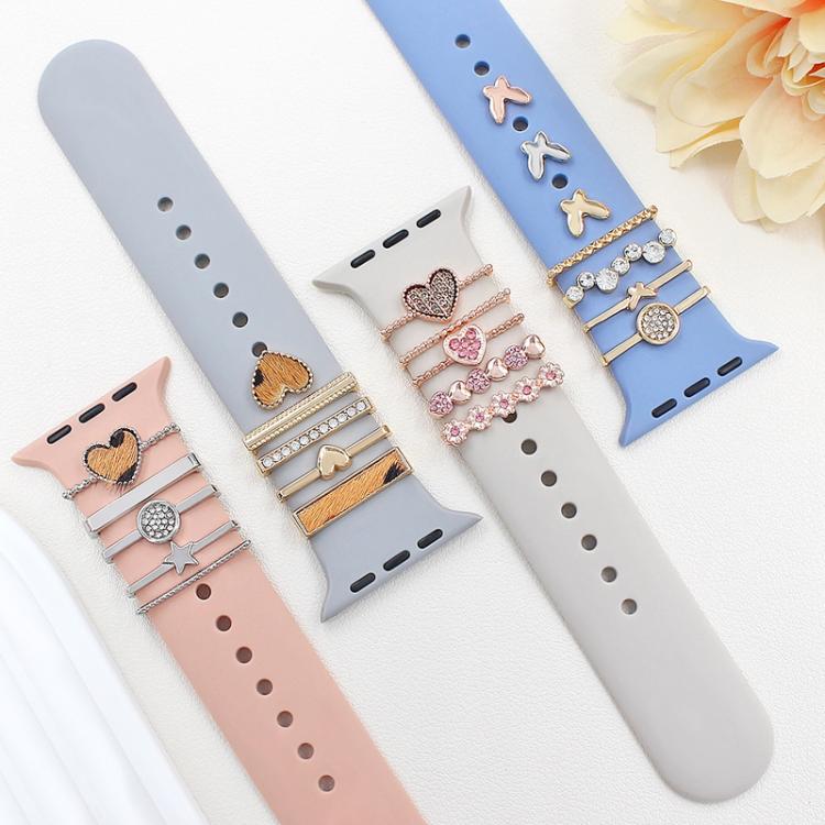 22mm Width Smart Watch Silicone Band Decorative Ring Metal Accessories, Style: Butterfly Gold by bashfashion
