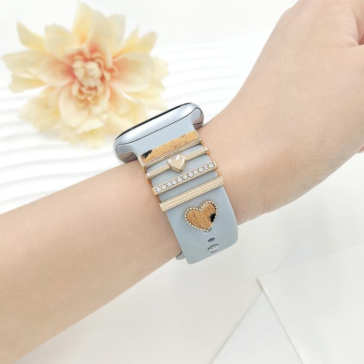 22mm Width Smart Watch Silicone Band Decorative Ring Metal Accessories, Style: Dog Paw Silver by bashfashion