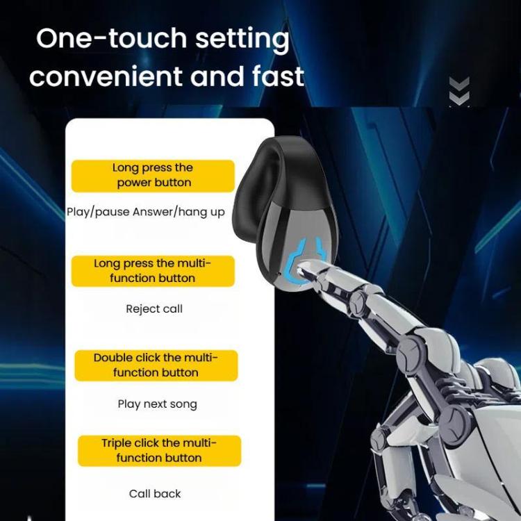 Bluetooth Earpiece Single Ear Clip-On Non-Intrusive Design Sports Headphones for Running(White) by bashfashion