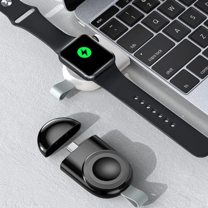 For Apple Watch 1/2/3/4/5/6/7/8/9/10/SE Portable Magnetic Wireless Charger Type-C Smart Wireless Charger(Black) by bashfashion
