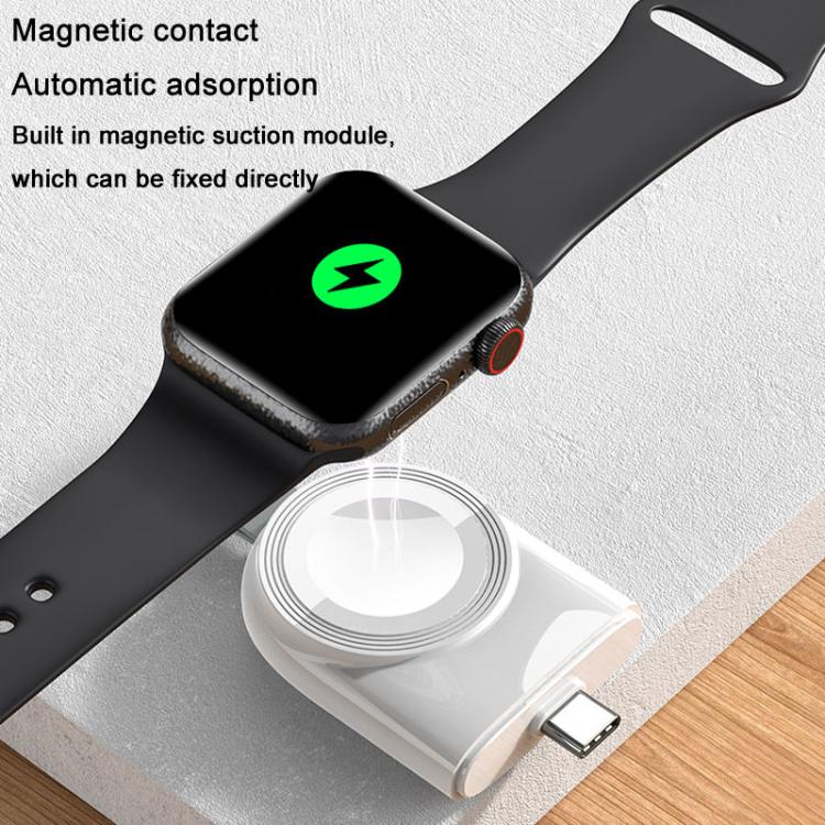 For Apple Watch 1/2/3/4/5/6/7/8/9/10/SE Portable Magnetic Wireless Charger Type-C Smart Wireless Charger(Black) by bashfashion