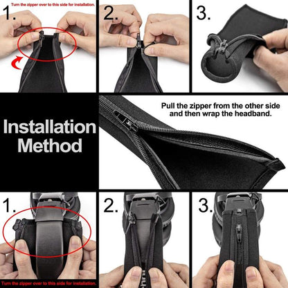 For Sony WH-1000XM4 Headphones Headband Protective Cover Replacement Parts, Spec: Leather Zipper Gray by bashfashion