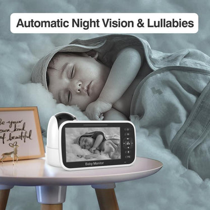 5 inch LCD Screen Auto Night Vision Baby Monitor EU Plug by bashfashion