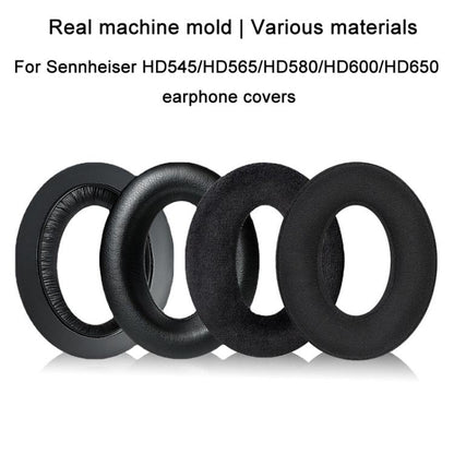 2pcs For Sennheiser HD545 / HD565 / HD580 / HD600 / HD650 Earphone Cover Sponge Earmuffs With Tuning Foam, Material: Protein Leather by bashfashion