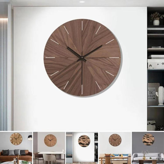 12-inch Imitation Wood Grain Texture Decorative Wall Clock Silent Quartz Clock Holiday Gift HR-CMW07 by bashfashion