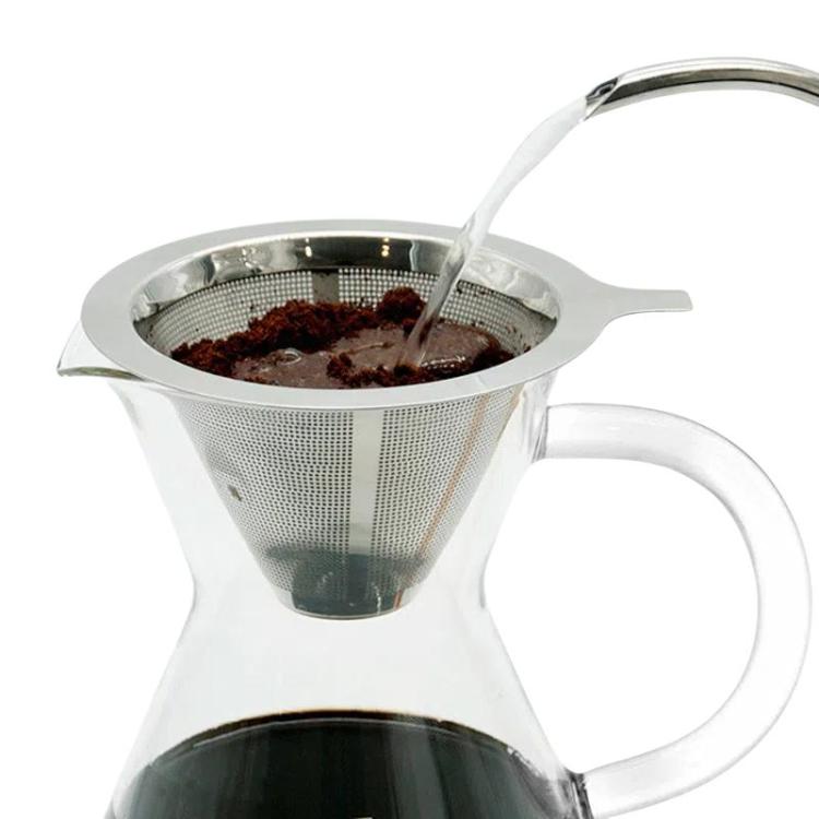 304 Stainless Steel Coffee Filter Reusable Mesh for Pour Over/Drip Coffee Maker, Spec: 4-6 Cups by bashfashion