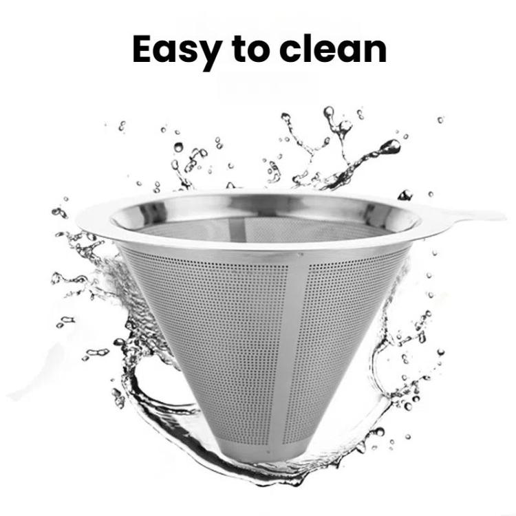 304 Stainless Steel Coffee Filter Reusable Mesh for Pour Over/Drip Coffee Maker, Spec: 4-6 Cups by bashfashion