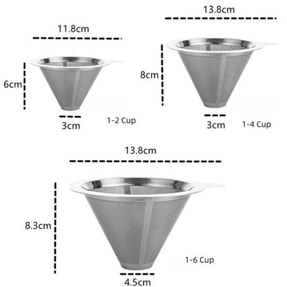 304 Stainless Steel Coffee Filter Reusable Mesh for Pour Over/Drip Coffee Maker, Spec: 2-4 Cups by bashfashion