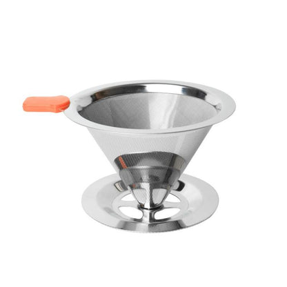 V60 Stainless Steel Coffee Filter with Base for Pour Over Brewing, Spec: 1-2 Cups 300-mesh by bashfashion