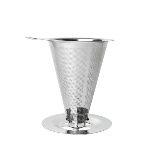 V60 Stainless Steel Coffee Filter with Base for Pour Over Brewing, Spec: 1-3 Cups 300-mesh by bashfashion