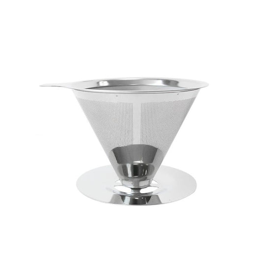 V60 Stainless Steel Coffee Filter with Base for Pour Over Brewing, Spec: 1-4 Cups 600-mesh by bashfashion