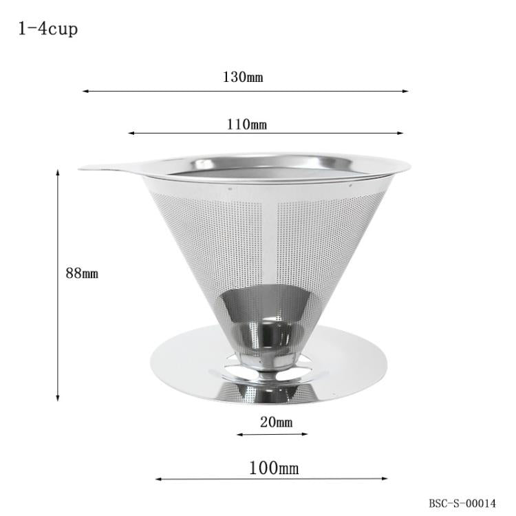 V60 Stainless Steel Coffee Filter with Base for Pour Over Brewing, Spec: 1-4 Cups 600-mesh by bashfashion