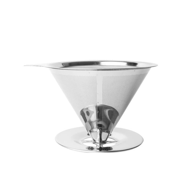 V60 Stainless Steel Coffee Filter with Base for Pour Over Brewing, Spec: 1-6 Cups 600-mesh by bashfashion