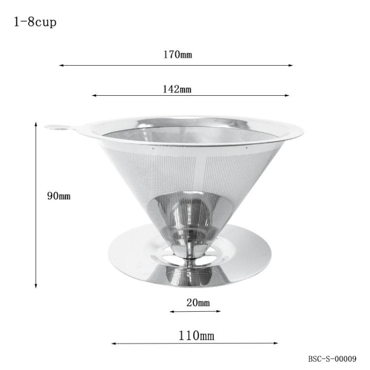 V60 Stainless Steel Coffee Filter with Base for Pour Over Brewing, Spec: 1-8 Cups 300-mesh by bashfashion