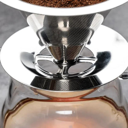V60 Stainless Steel Coffee Filter with Base for Pour Over Brewing, Spec: 1-4 Cups 600-mesh by bashfashion