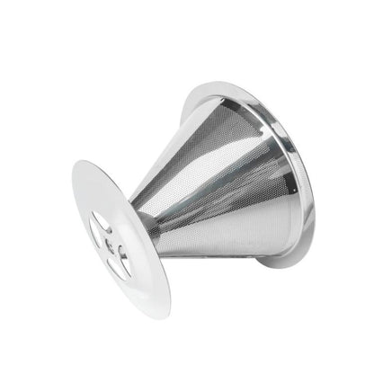 V60 Stainless Steel Coffee Filter with Base for Pour Over Brewing, Spec: 1-6 Cups 600-mesh by bashfashion