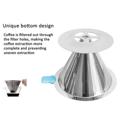 V60 Stainless Steel Coffee Filter with Base for Pour Over Brewing, Spec: 1-4 Cups 300-mesh by bashfashion