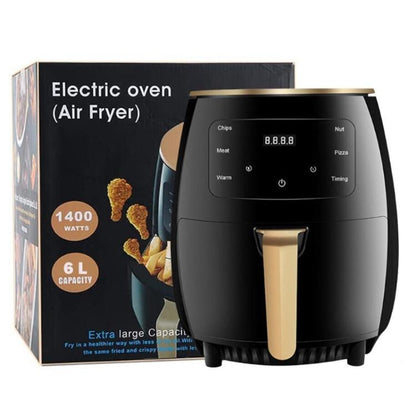 6L 1400W Air Fryer Household Large Capacity French Fry Maker Multifunctional Electric Fryer, Color: Black EU Plug by bashfashion