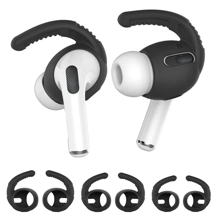 For AirPods Pro AhaStyle PT100 3pairs S+M+L Silicone Anti-Loss Anti-Slip Ear Hook Earplug Cap(Black) by AhaStyle