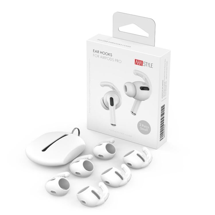 For AirPods Pro AhaStyle PT100 3pairs S+M+L Silicone Anti-Loss Anti-Slip Ear Hook Earplug Cap(White) by AhaStyle