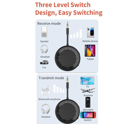 2-in-1 Bluetooth 5.4 Audio Adapter with Qualcomm Chip Low Latency Wireless Transmitter/Receiver for Car/Home(White) by bashfashion