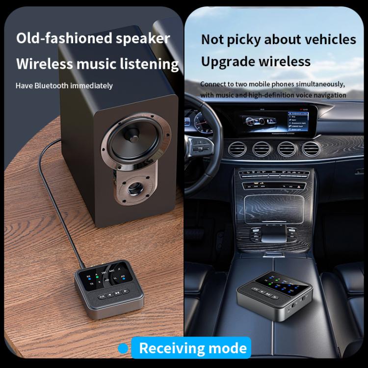 2-in-1 Bluetooth 5.4 Audio Transceiver HiFi Transmitter/Receiver, HD Calls, RCA/3.5mm AUX for Car/Home Stereo by bashfashion