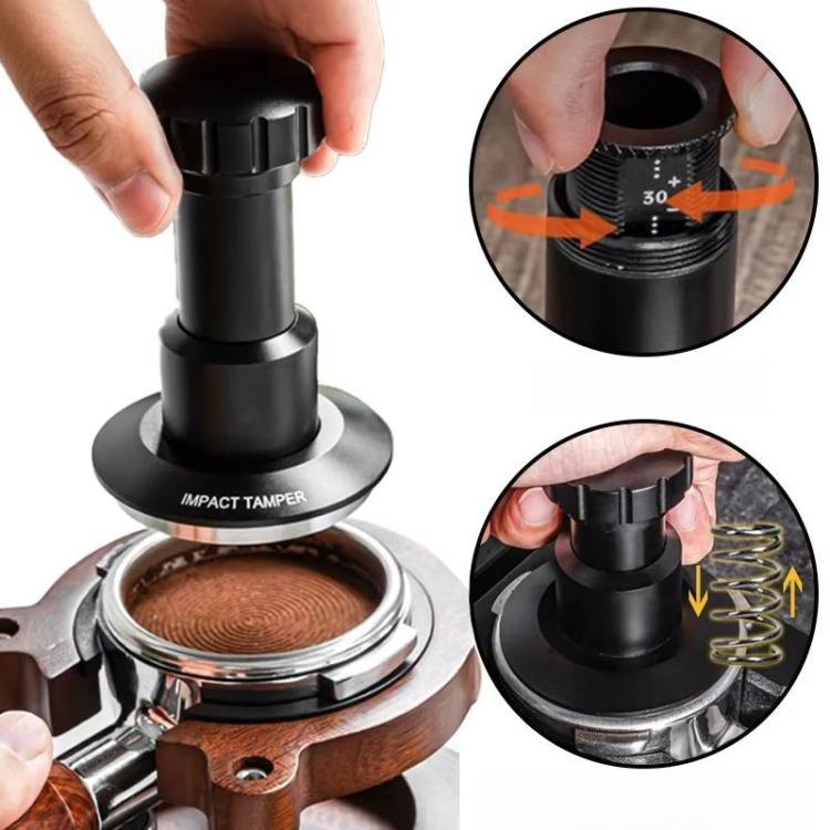 51mm Adjustable Impact Coffee Tamper with Threaded Base Spring-Loaded Espresso Tamper Tool by bashfashion