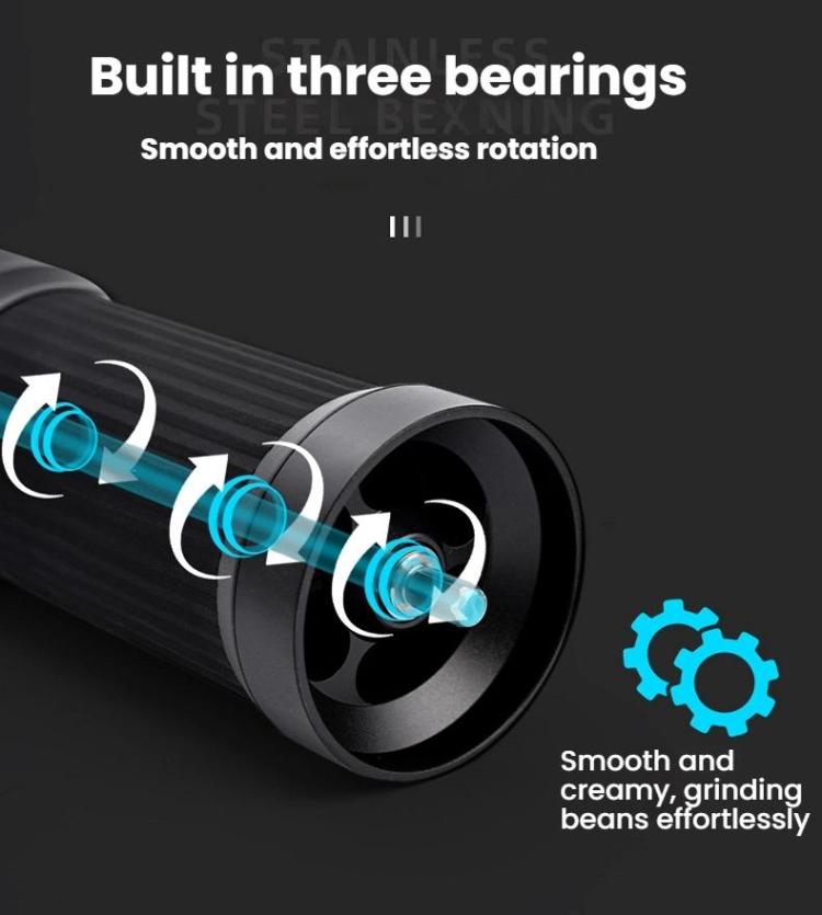 Seven Stars Manual Coffee Grinder CNC Stainless Steel Burr Foldable Hand Crank Mill for Coffee Beans(Black) by bashfashion